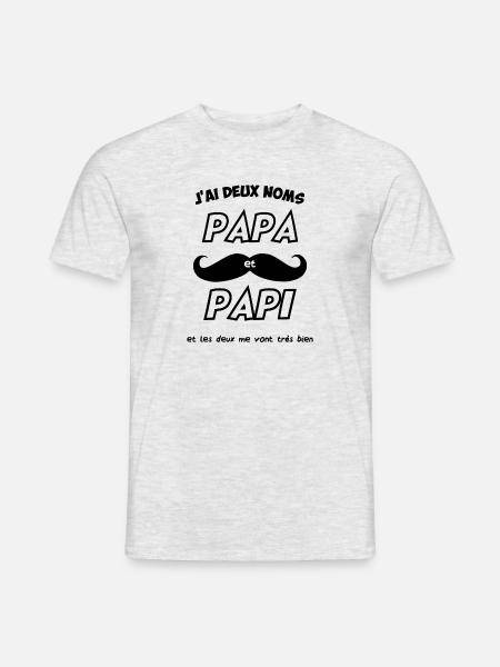j'ai deux noms, papa et papi et les deux me vont t - T-shirt homme - gris chiné
