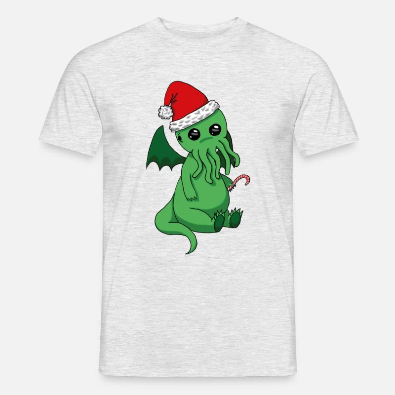 Weihnachts Cthulhu - Männer T-Shirt - Grau meliert