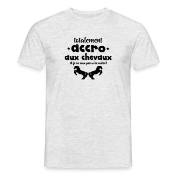 totalement accro aux chevaux chevaux - T-shirt homme - gris chiné - Devant - AI Model Male 178 dark (178cm)
