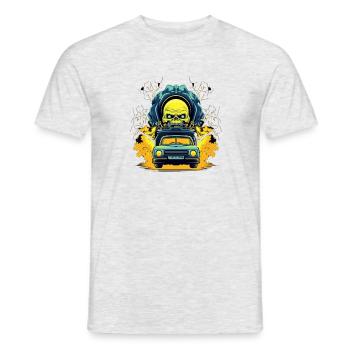 4 Rennwagen mit Sprengstoff, Tod - Männer T-Shirt - Grau meliert - Vorne - AI Model Male 178 dark (178cm)