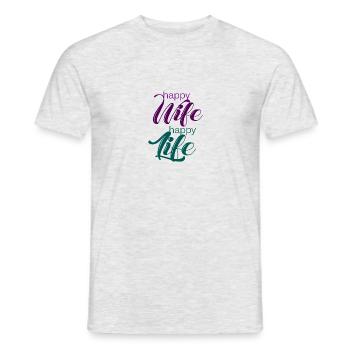 Femme heureuse, heureuse vie - T-shirt homme - gris chiné - Devant - AI Model Male 178 dark (178cm)