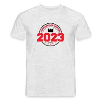 JGA 2023 - Bräutigam - Junggesellenabschied Krone - Männer T-Shirt - Grau meliert - Vorne - AI Model Male 178 dark (178cm)