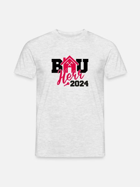 Bauherr 2024 Baustelle Hausbau Eigenheim Bau - Männer T-Shirt - Grau meliert