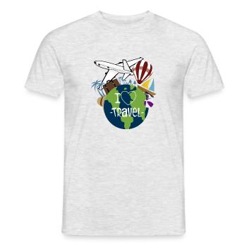 Travel for the world - Men's T-Shirt - heather grey - Front - AI Model Male 178 dark (178cm)