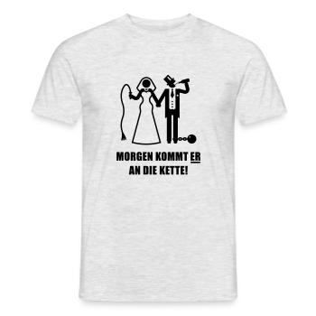 Morgen kommt ER … (Braut Junggesellinnenabschied) - Männer T-Shirt - Grau meliert - Vorne - AI Model Male 178 dark (178cm)