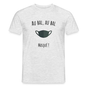 Au bal au bal masqué ohé ohé, humour covid - T-shirt homme - gris chiné - Devant - AI Model Male 178 dark (178cm)