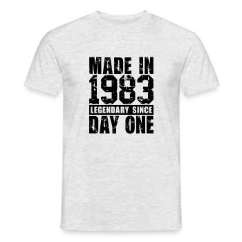 Hergestellt 1983, legendär seit dem ersten Tag - Männer T-Shirt - Grau meliert - Vorne - AI Model Male 178 dark (178cm)