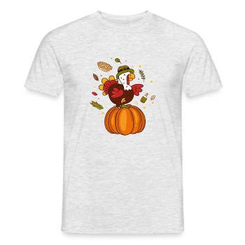 Thanksgiving-Tag, lustiger Truthahn, - Männer T-Shirt - Grau meliert - Vorne - AI Model Male 178 dark (178cm)