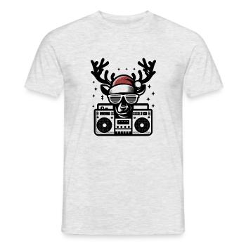 Retro Weihnachten Rentier Weihnachtsmütze - Männer T-Shirt - Grau meliert - Vorne - AI Model Male 178 dark (178cm)