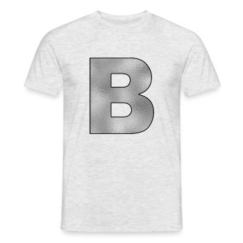 Lettre B Argent - T-shirt homme - gris chiné - Devant - AI Model Male 178 dark (178cm)