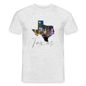 Austin Skyline au Texas Carte de l’État TX - T-shirt homme - gris chiné - Devant - AI Model Male 178 dark (178cm)