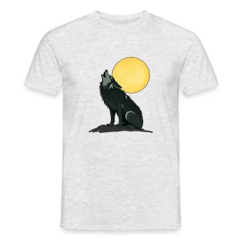 🌙🐺 Lone Wolf – Mystik & Natur T-Shirt - Männer T-Shirt - Grau meliert - Vorne - AI Model Male 178 dark (178cm)