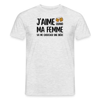 J'aime quand ma femme va me chercher une bière - T-shirt homme - gris chiné - Devant - AI Model Male 178 dark (178cm)