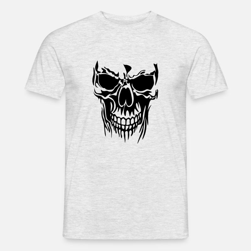 Tattoo Skull - Männer T-Shirt - Grau meliert