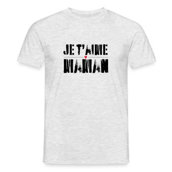 Maman Je t'aime - T-shirt homme - gris chiné - Devant - AI Model Male 178 dark (178cm)