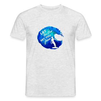 Laissez la mer vous libérer - T-shirt homme - gris chiné - Devant - AI Model Male 178 dark (178cm)