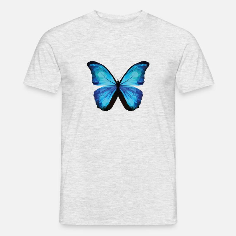 SCHMETTERLING POLYGON in blau - Männer T-Shirt - Grau meliert