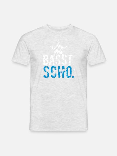 Basst scho - in zwoa Farbn mid oam Stean - Männer T-Shirt - Grau meliert
