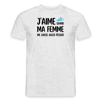 J'aime quand ma femme me laisse aller pêcher - T-shirt homme - gris chiné - Devant - AI Model Male 178 dark (178cm)