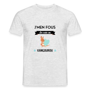 J'men fous je suis un kangourou ! cadeau kangourou - T-shirt homme - gris chiné - Devant - AI Model Male 178 dark (178cm)