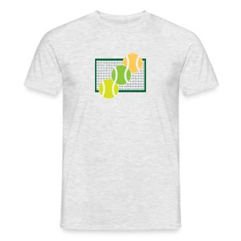 Balles de tennis sur le court de tennis - T-shirt homme - gris chiné - Devant - AI Model Male 178 dark (178cm)