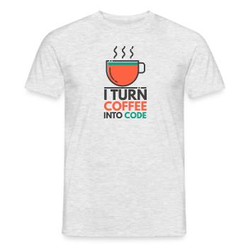 Je transforme le café en code - T-shirt homme - gris chiné - Devant - AI Model Male 178 dark (178cm)