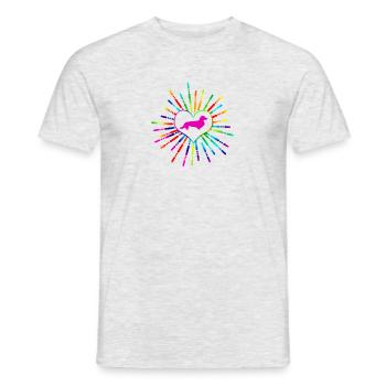 Buntes Herz mit Langhaardackel pink (0116) - Männer T-Shirt - Grau meliert - Vorne - AI Model Male 178 dark (178cm)