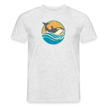 Design d'épaulard en détresse rétro pour Orca - T-shirt homme - gris chiné - Devant - AI Model Male 178 dark (178cm)