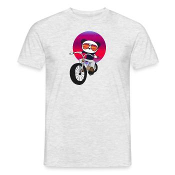 Panda on Bicycle Panda Bear Child Kids Child Kid - Men's T-Shirt - heather grey - Front - AI Model Male 178 dark (178cm)