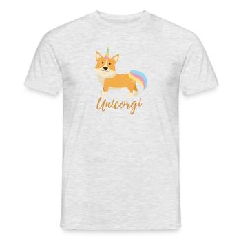 Unicorgi - Unicorn and Corgi Distressed Mashup - Men's T-Shirt - heather grey - Front - AI Model Male 178 dark (178cm)