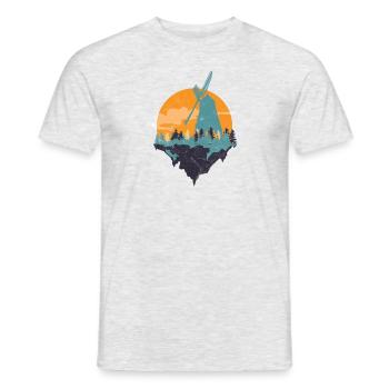 Paysage coucher de soleil cadeau moulin à vent - T-shirt homme - gris chiné - Devant - AI Model Male 178 dark (178cm)