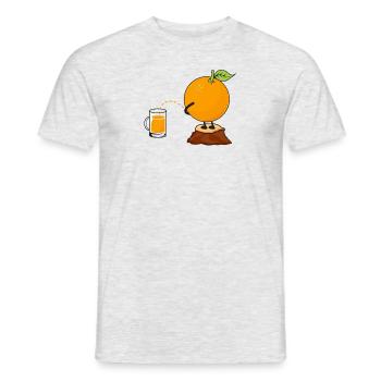Orange coquine dans la production de jus d'orange - T-shirt homme - gris chiné - Devant - AI Model Male 178 dark (178cm)