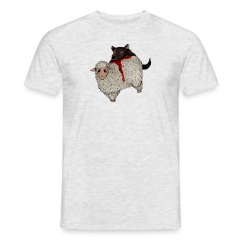 Wolf beißt Schaf – Süßes Blutvergießen - Männer T-Shirt - Grau meliert - Vorne - AI Model Male 178 dark (178cm)
