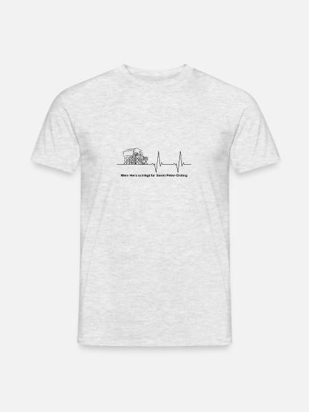 Pulslinie Pfahlbau schwarz Mein Herz schlägt... - Männer T-Shirt - Grau meliert