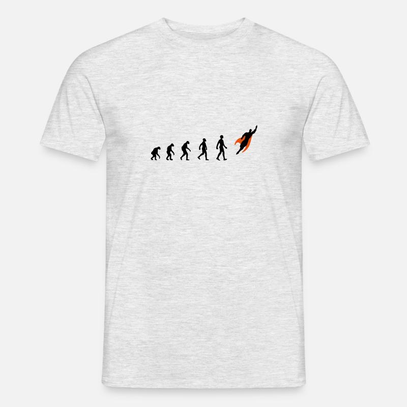 Evolution, super, held, Superhelden, darwin, - Männer T-Shirt - Grau meliert