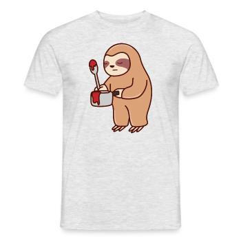 Sloth Painting Falling Asleep Ironic Lazy Tired - Men's T-Shirt - heather grey - Front - AI Model Male 178 dark (178cm)