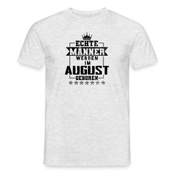 Echte Helden werden im August geboren - Männer T-Shirt - Grau meliert - Vorne - AI Model Male 178 dark (178cm)