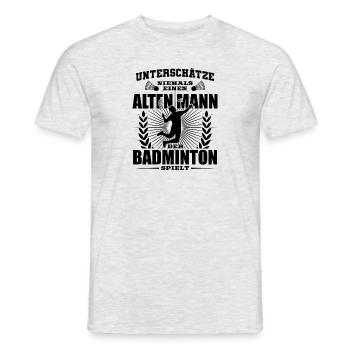 Alter Mann der Badminton spielt - Männer T-Shirt - Grau meliert - Vorne - AI Model Male 178 dark (178cm)