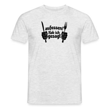 Koch Shirt Aufessen ! Hab ich gesagt - Männer T-Shirt - Grau meliert - Vorne - AI Model Male 178 dark (178cm)