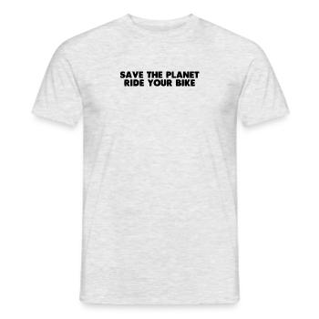 Save the world and ride a bike - Men's T-Shirt - heather grey - Front - AI Model Male 178 dark (178cm)