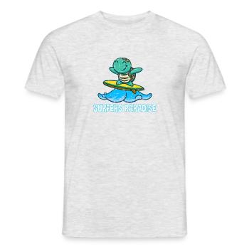 Cute kawaii turtle on surfboard with surfers - Men's T-Shirt - heather grey - Front - AI Model Male 178 dark (178cm)