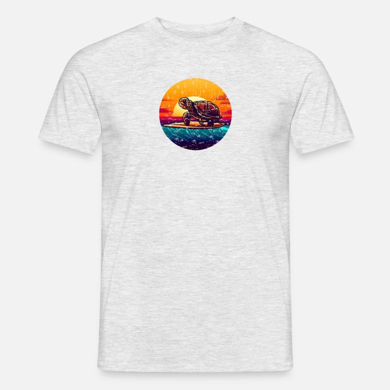 Turtle on surfboard Sunset - Men’s T-shirt - heather grey