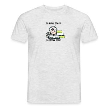 Bücherwurm Regenwurm mit dem Spruch: So viele - Männer T-Shirt - Grau meliert - Vorne - AI Model Male 178 dark (178cm)