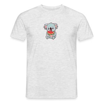 Kawaii koala eats watermelon - Men's T-Shirt - heather grey - Front - AI Model Male 178 dark (178cm)