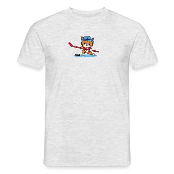 Cat playing ice hockey Funny kawaii design - Men's T-Shirt - heather grey - Front - AI Model Male 178 dark (178cm)