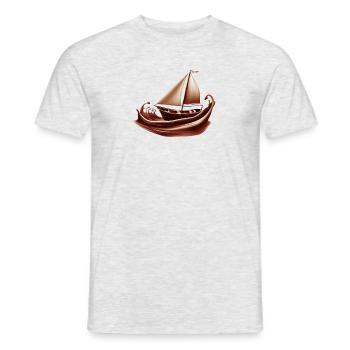 Zeilzeilschip op chocoladezee - Heren T-shirt - grijs gemêleerd - Voor - AI Model Male 178 dark (178cm)