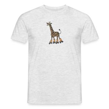 Mignon design de girafe kawaii sur des patins à roulettes - T-shirt homme - gris chiné - Devant - AI Model Male 178 dark (178cm)