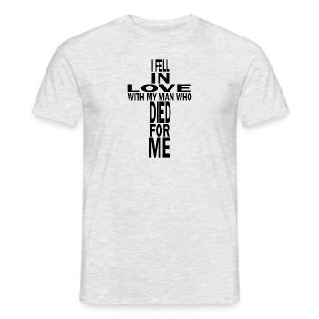 Fell In Love With Man Who Died For Me Christian - Men's T-Shirt - heather grey - Front - AI Model Male 178 dark (178cm)