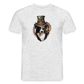 Steampunk Border Collie - Men's T-Shirt - heather grey - Front - AI Model Male 178 dark (178cm)
