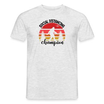 Social Distancing Champion BigFoot Retro Camping - Men's T-Shirt - heather grey - Front - AI Model Male 178 dark (178cm)